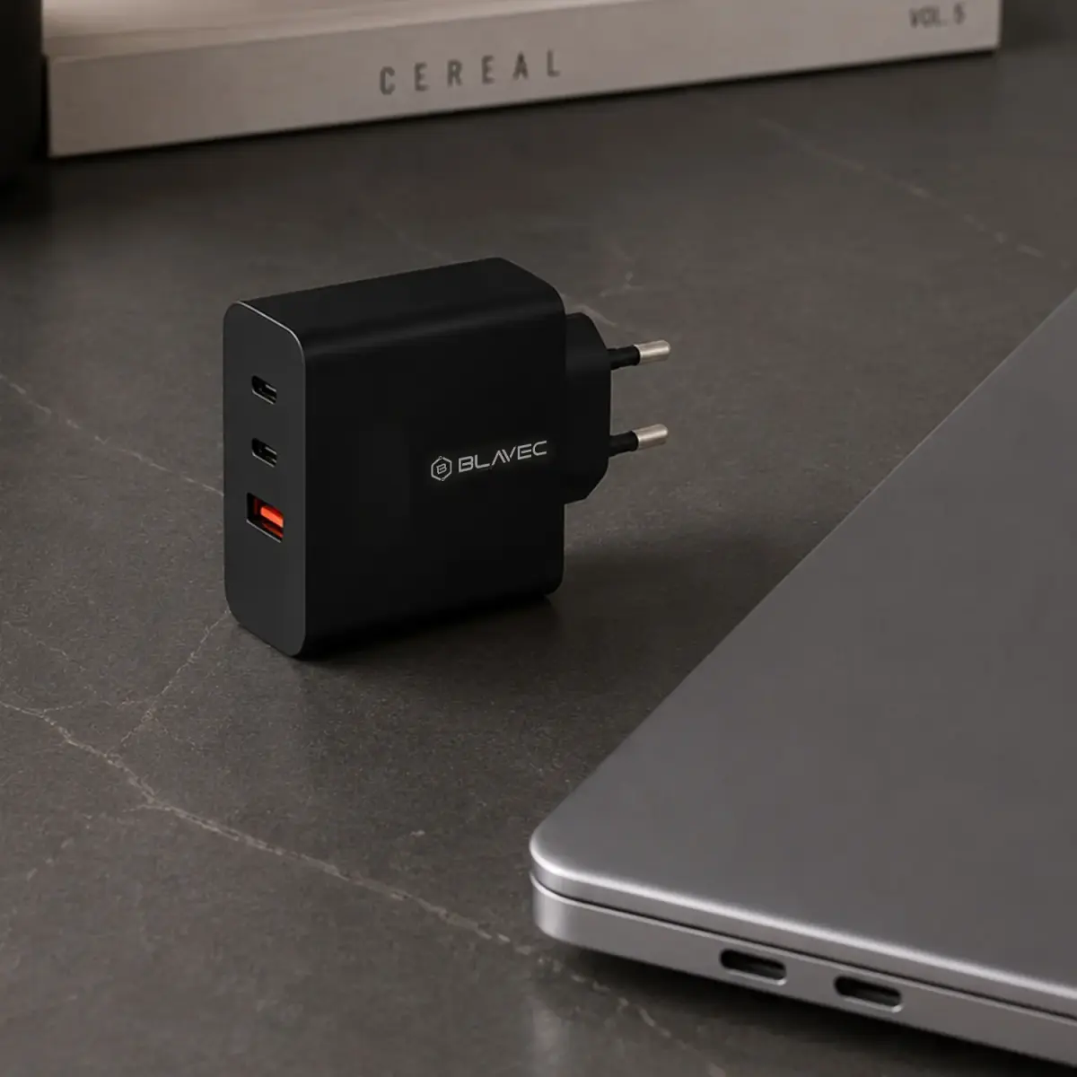 Blavec Wall charger BC-11 GaN - USB + 2xType C - QC PD 65W 3A (TCBC11G-U2CB653A) black