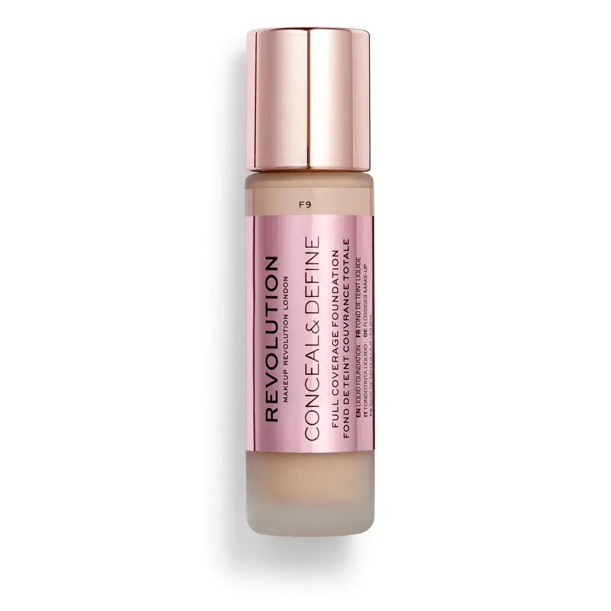 Makeup Revolution, Conceal & Define, Oil Free, Cream Foundation, F 9, 23 ml