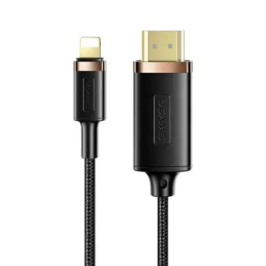 USAMS Kabel pleciony Lightning - HDMI U70 2.0m czarny|black SJ509HD01 (US-SJ509)