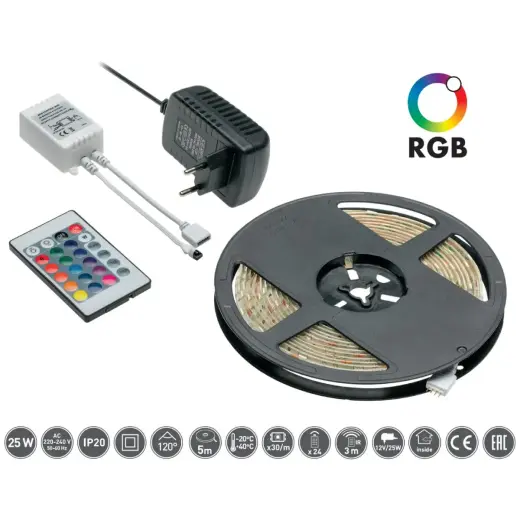 Lente LED RGB 30LED/m 5m ar pulti