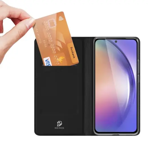 Dux Ducis чехол с клапаном и слотом для карт для Samsung Galaxy A55 5G black