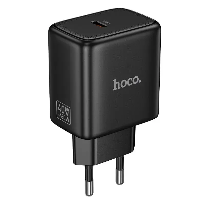 HOCO N83 tīkla lādētājs | 40W | PD, GaN, PPS | USB-C | melns