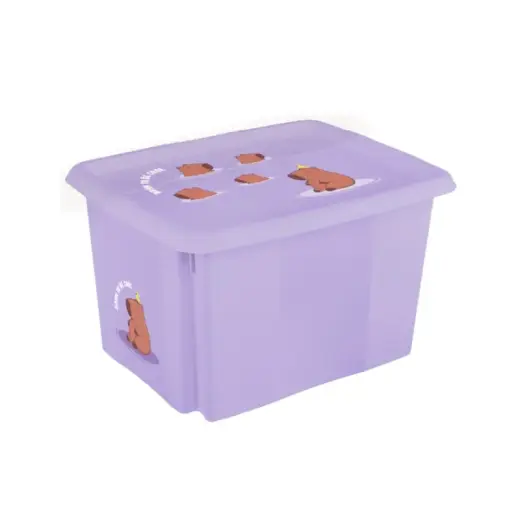 Box with lid 45L Karolina "Capybara" 55.5x40x30cm soft purple