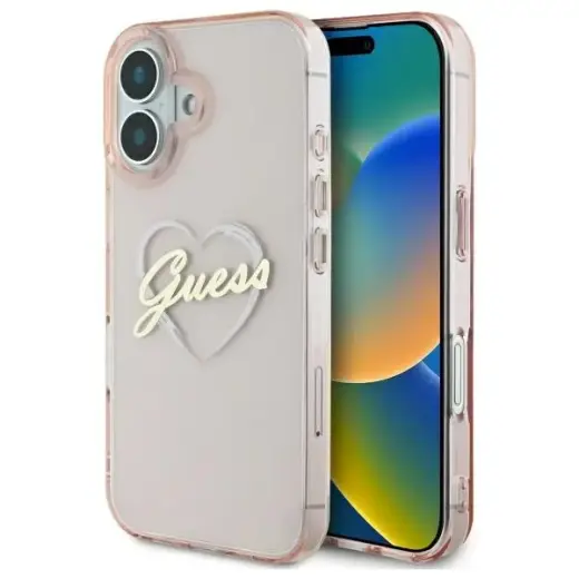 Guess GUHCP16SHCHGSPP iPhone 16 6.1" różowy|pink hardcase IML Heart