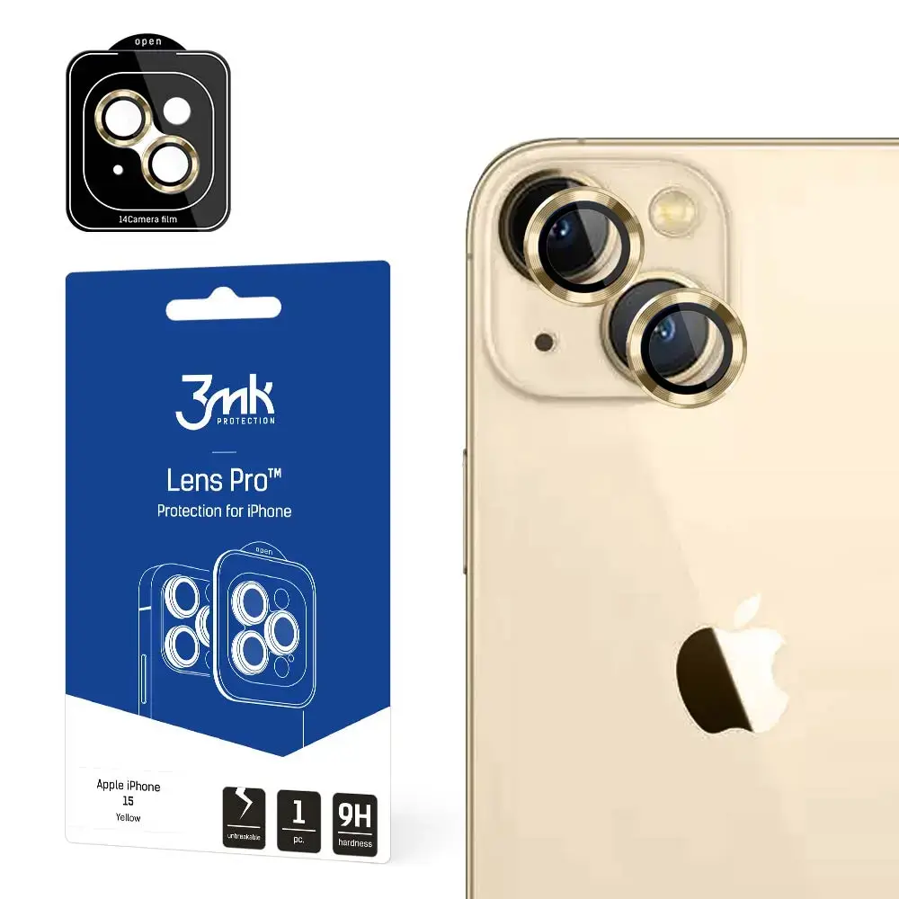 Apple iPhone 15 - 3mk Lens Protection Pro Yellow screen protector