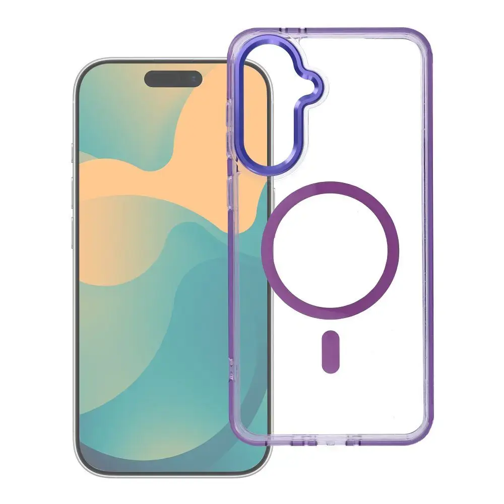 Frame Clear Hybrid Mag phone case with MagSafe support for Samsung Galaxy A07 4G (A075) purple