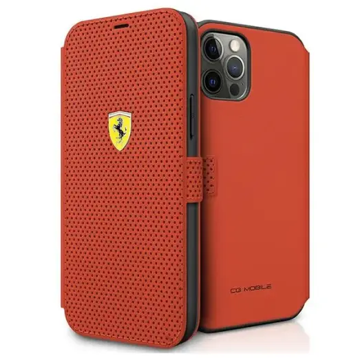 Ferrari FESPEFLBKP12LRE iPhone 12 Pro Max 6,7" czerwony|red book On Track Perforated