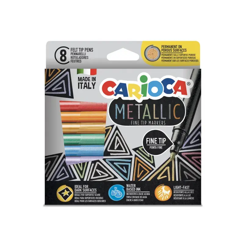 Flomasteri CARIOCA Metallic FineMarker Box 8 gab