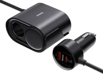 Baseus C00455300121-00 automašīnas lādētājs | 30W | PPS | USB-C, USB-A | ar noņemamu vadu komplektā | melns