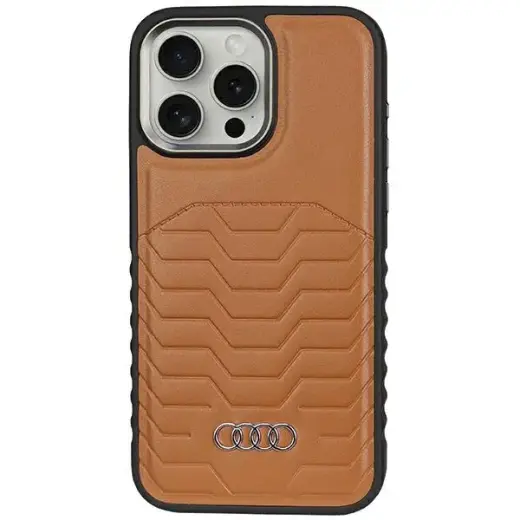 Audi Synthetic Leather MagSafe iPhone 14 Pro 6.1" brązowy|brown hardcase AU-TPUPCMIP14P-GT|D3-BN