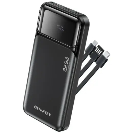 Awei PA-91 ārējais akumulators (powerbank) | 10 000 mAh | 22.5W | PD | USB-C | melns