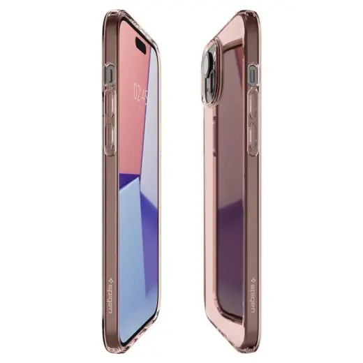 Spigen Crystal Flex phone case for iPhone 15 Plus pink transparent