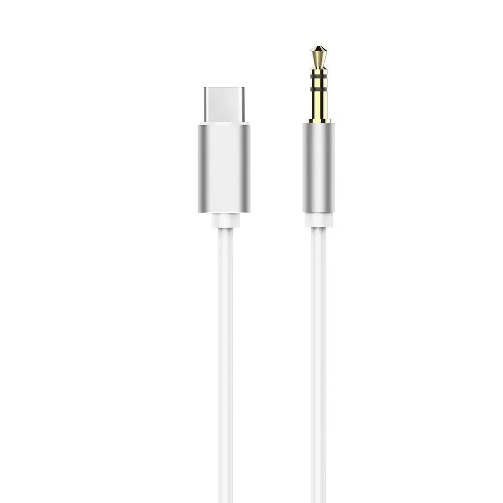 Cable AUX Type C (male) to Jack 3,5 mm (male) white 