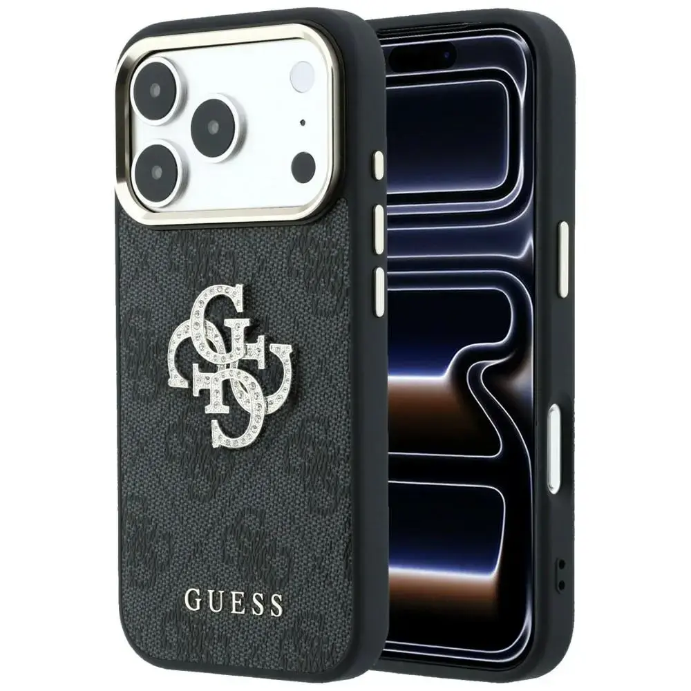 GUESS 4G AND Big Strass Logo phone case for iPhone 18 Pro Max | iPhone 17 Pro Max black
