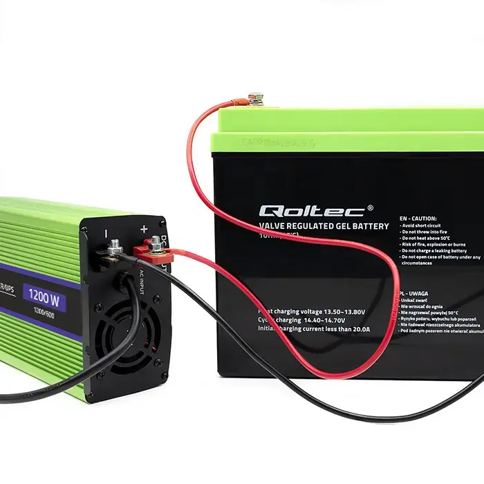Qoltec Pure Sine Wave Inverter Monolith | battery charger | UPS | 600W | 1200W | 12V to 230V