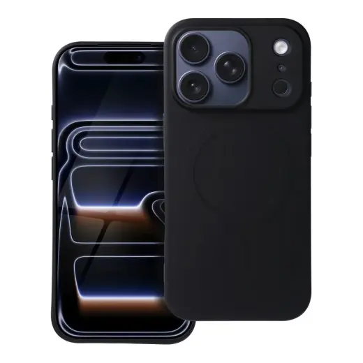 Silicone Mag Cover (big hole) telefono dėklas su MagSafe palaikymu iPhone 17 Pro juodas