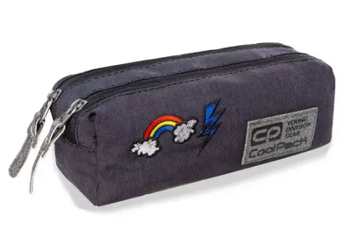 Pencil case COOLPACK EDGE SPARKLING BADGES GREY