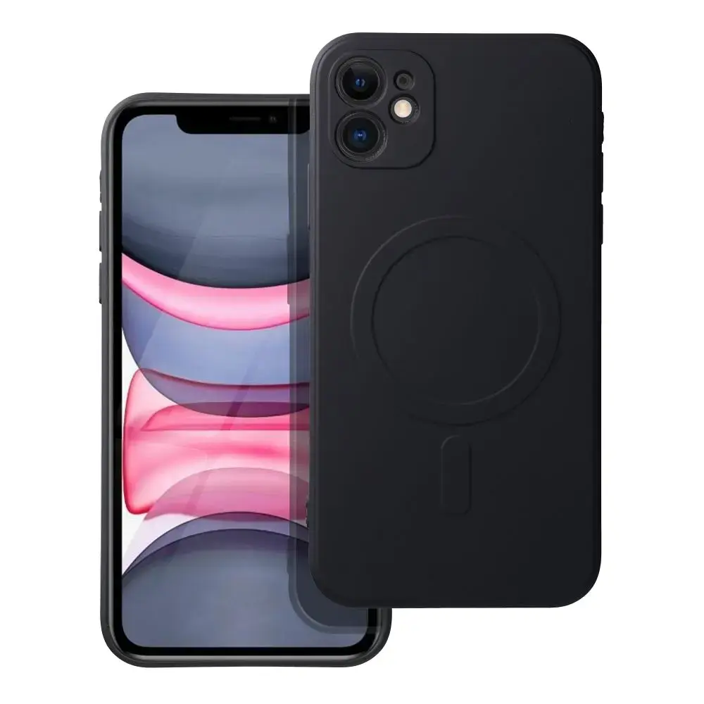 Silicone Mag Cover maciņš ar MagSafe atbalstu telefonam iPhone 11 melns