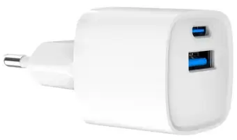 Mini-charger tīkla lādētājs | 20W | PD, QC3.0 | USB-A, USB-C | balta