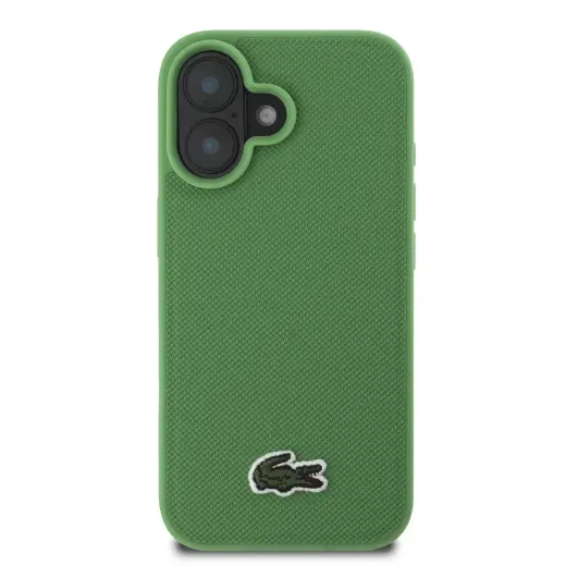 Lacoste Iconic Petit Pique Woven Logo MagSafe Case for iPhone 16 Plus Green