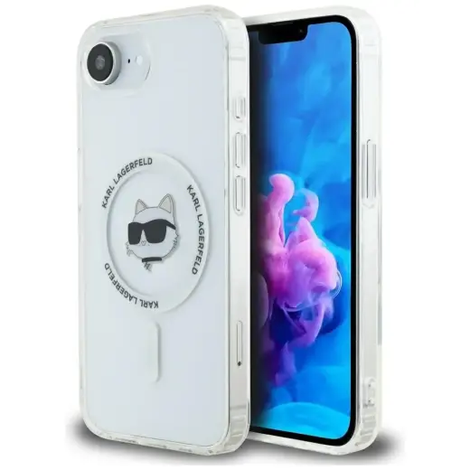 Karl Lagerfeld IML Metal Choupette Head MagSafe phone case for iPhone 16e white