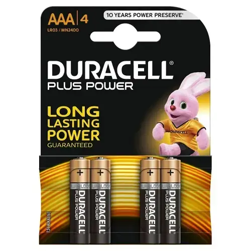 Duracell MN 2400 Plus Power AAA (LR03) Блистерная упаковка 4шт.