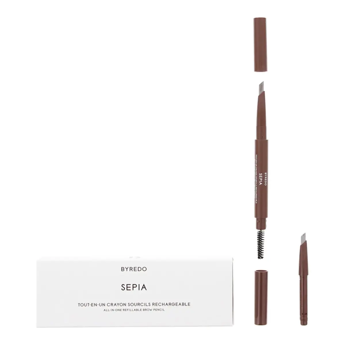 Byredo, All-In-One, Precision, Double-Ended, Eyebrow Cream Pencil & Brush 2-In-1, 02, Sepia, 0.5 g