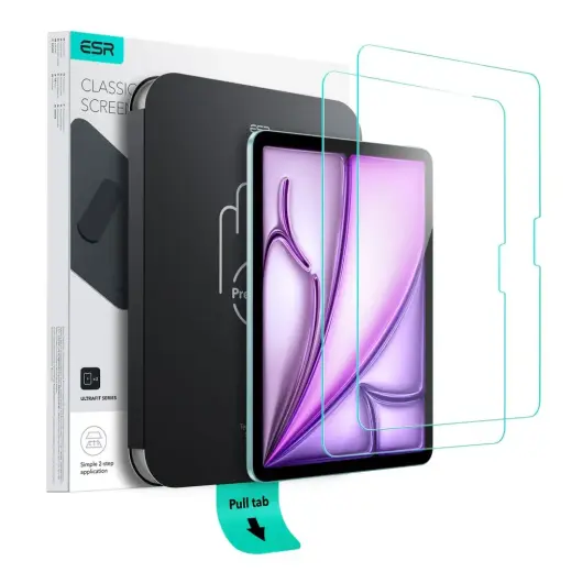 SZKŁO HARTOWANE ESR ULTRAFIT TEMPERED GLASS 2-PACK IPAD AIR 13” 1 | 2 | 2024-2025 CLEAR