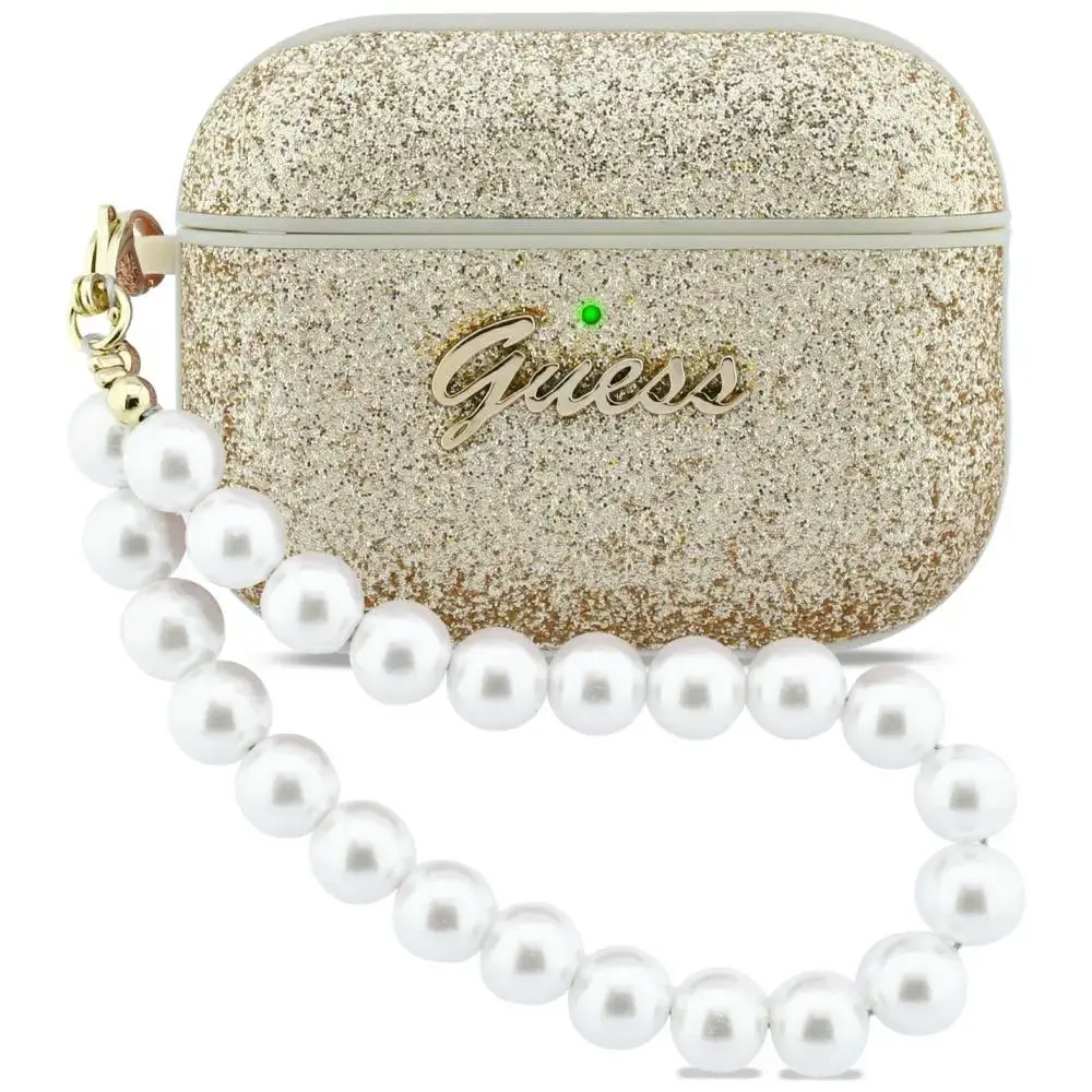 Case Guess Glitter Pearl Strap for  AirPods Pro 3 gold