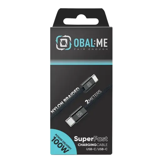 OBAL:ME duomenų perdavimo ir įkrovimo laidas | USB-C į USB-C | 100W | 2m | juodas