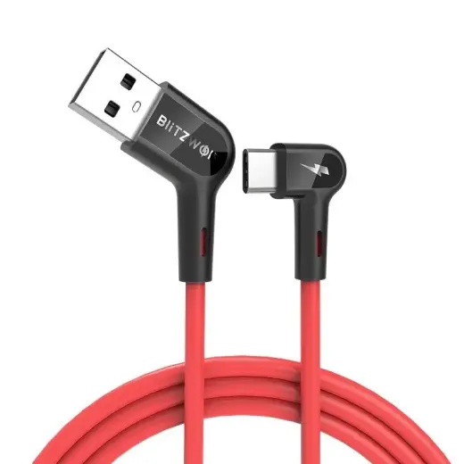 Right Angle USB-A to Type-C Cable BlitzWolf BW-AC1 3A 1,8m (red)