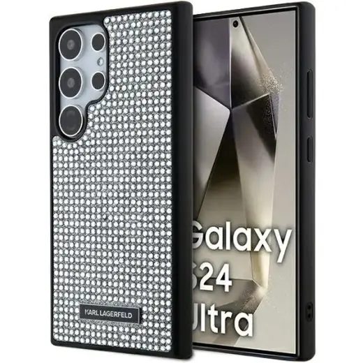 Karl Lagerfeld KLHCS24LHDSPRS S24 Ultra S928 hardcase srebrny|silver Rhinestone Metal Logo