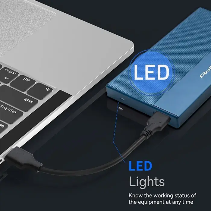 Qoltec Aluminium Enclosure | SSD HDD 2.5'' drive | SATA | USB 3.0 | Super speed 5Gb/s | 2TB | Blue