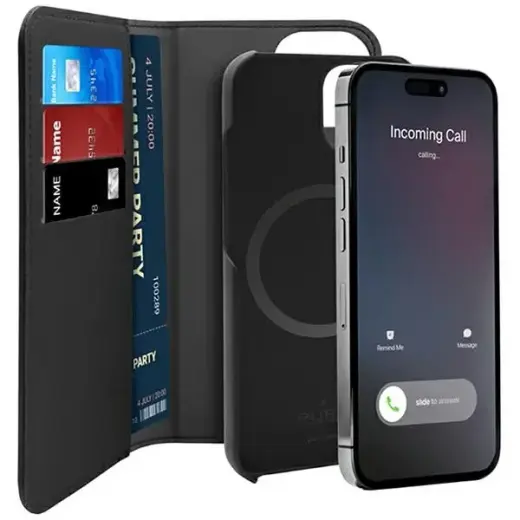 Puro Wallet Detachable iPhone 14 | 13 6,1" 2w1 MagSafe czarne|black PUIPC1461BKMAG1BLK