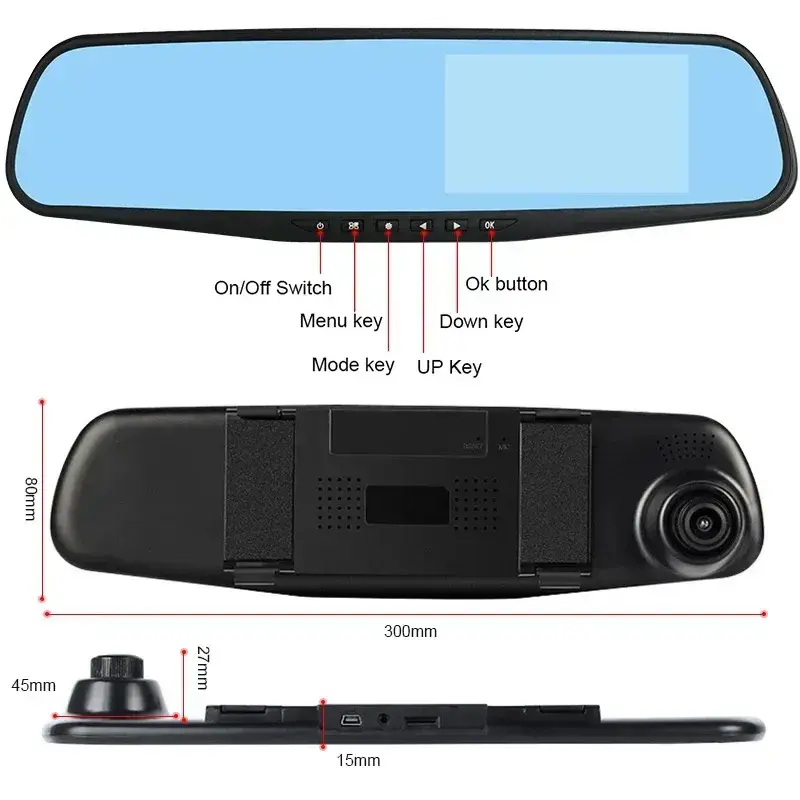 Car Dash Cam DVR-01 Mirror 4,0 inches + rear camera