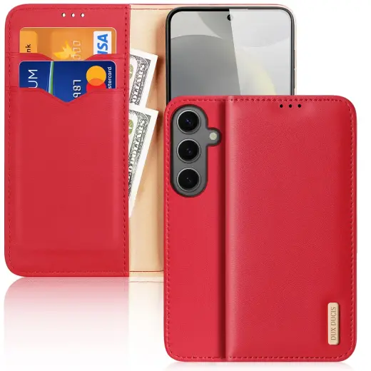 Dux Ducis Hivo futrālis ar atlokāmu vāciņu un RFID bloķētāju Samsung Galaxy S24 - sarkans