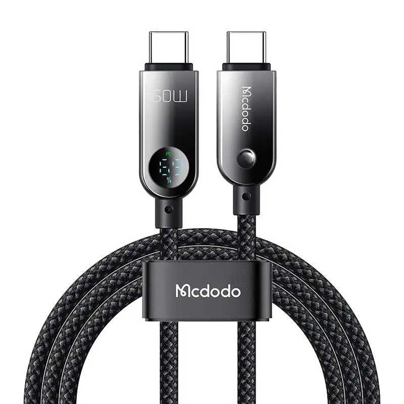 Mcdodo CA-4780 data transfer and charging cable | USB-C to USB-C | 60W | with LED display | 1.2m | black
