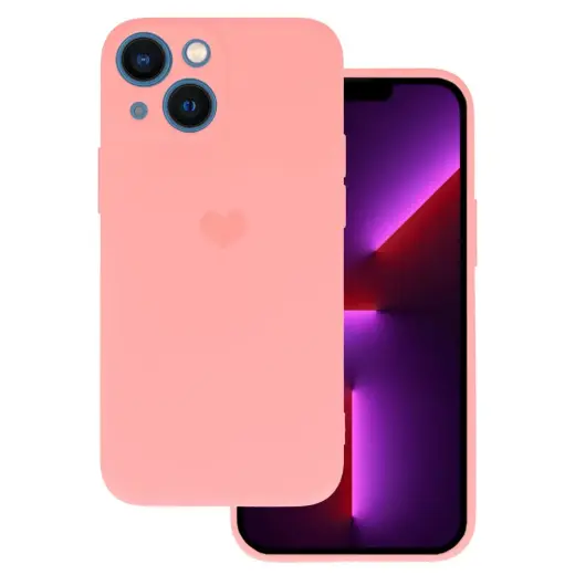 Vennus Silicone Heart telefono dėklas iPhone 14 Plus rožinis (dizainas 1)