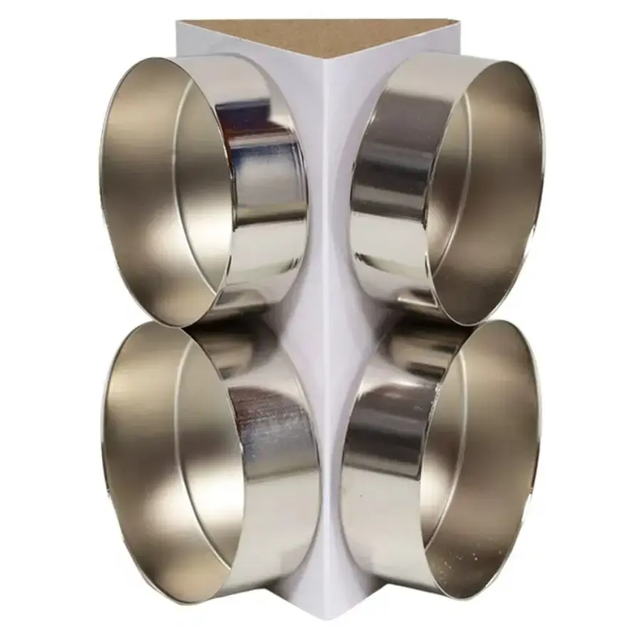 Candle holder 7.8x7cm with pin , 4pcs silver