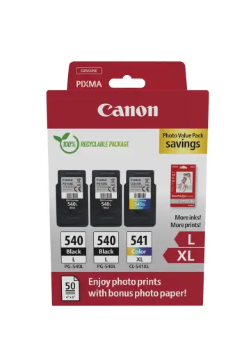 Tintes kārtridžu komplekts Canon PG-540L/CL-541XL 5224B015 Photo Value Pack melns/ciāns/purpursarkans/dzeltens