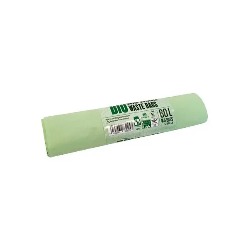 Atkritumu maisi kompostējami BioBag 60L (5 gab. rullī) 17mkr. 57x90cm zaļi
