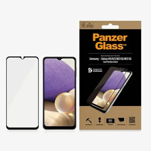 PanzerGlass Ultra-Wide Fit tempered glass for phone Samsung Galaxy A13 4G (A135) | A23 5G | M13 4G | M23 5G | M33 5G