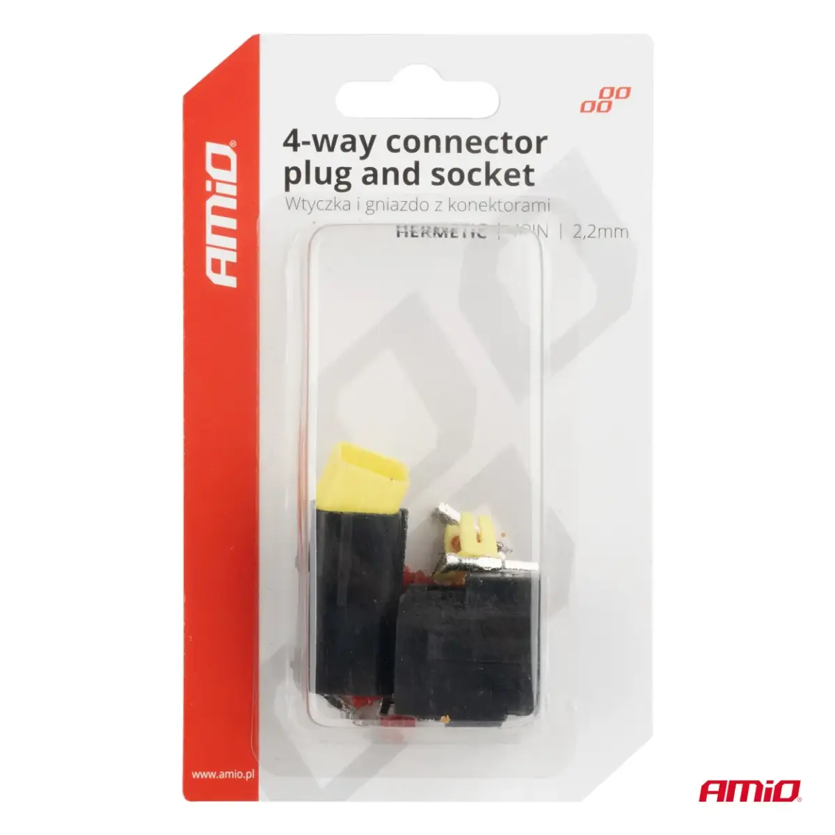 Connector plug and socket set 4 PIN 2.2mm AMIO-04348