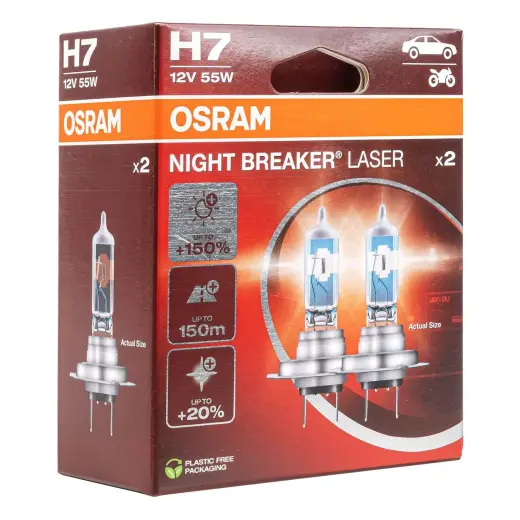 Halogen Bulb Osram H7 12V 55W PX26d NIGHT BREAKER LASER +150%  /2pcs