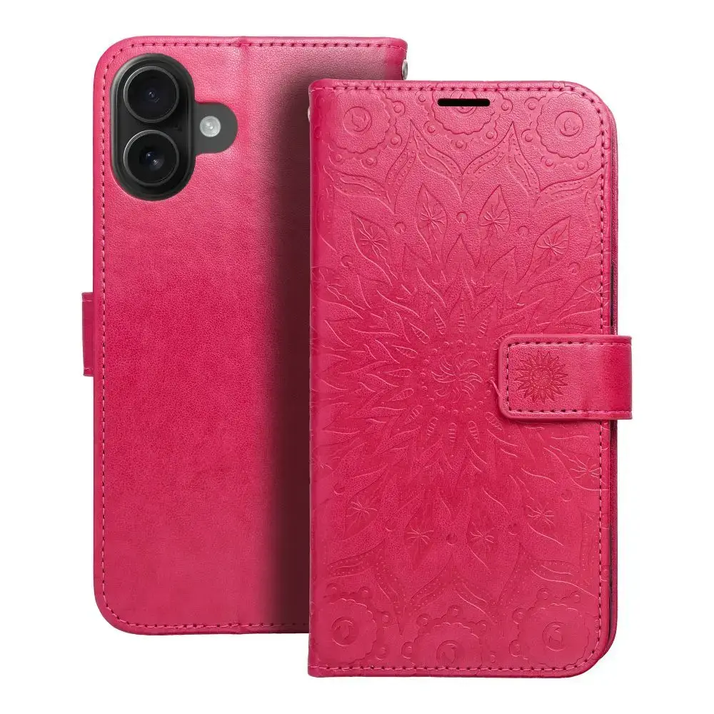 MEZZO mandala grāmatveida maciņš telefonam iPhone 16 Plus rozā