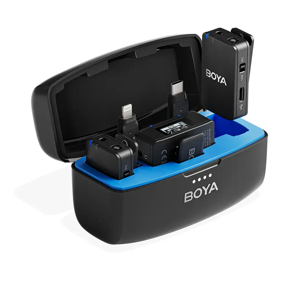 Mikrofony krawatowe BOYA BOYAMIC 2-02 bezprzewodowe 2.4 GHz - czarne