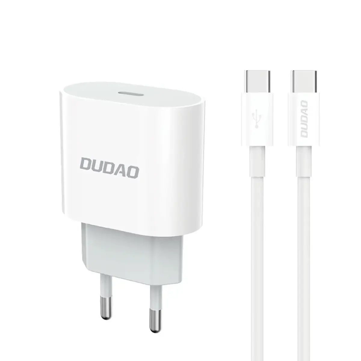 Dudao A14EUC tīkla lādētājs | 20W | PD | USB-C | ar USB-C uz USB-C vadu komplektā | balts