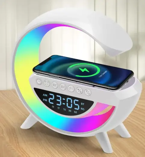 Wolulu AS-50195 Nakts Gaisma ar Bezvadu lādētāju | Bluetooth Skaļruni | Modinātāju | LED | RGB
