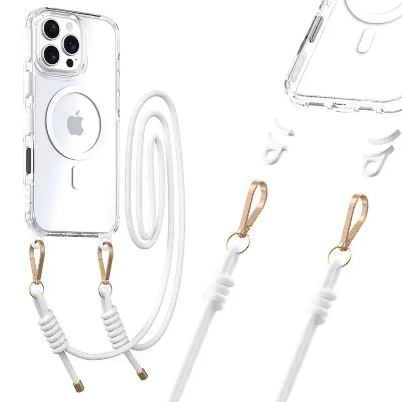 Tel Protect Strap Clear Case for Iphone 15 white