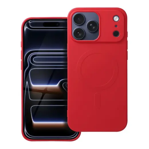 Silicone Mag Cover (big hole) telefono dėklas su MagSafe palaikymu iPhone 17 Pro Max raudonas